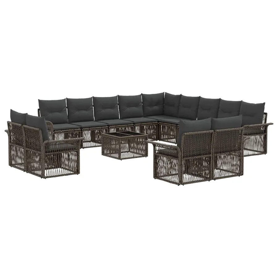 Ensemble de canapé de jardin 14 pcs Gris et Gris foncé - 2