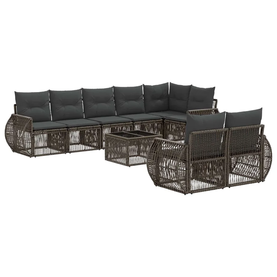 Ensemble de canapé de jardin 9 pcs Gris et Gris foncé polyrotin - 2