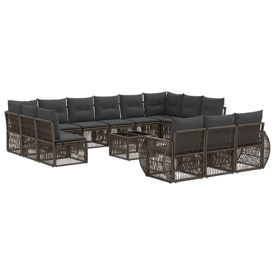 Ensemble de canapé de jardin 14 pcs Gris et Gris foncé - 2