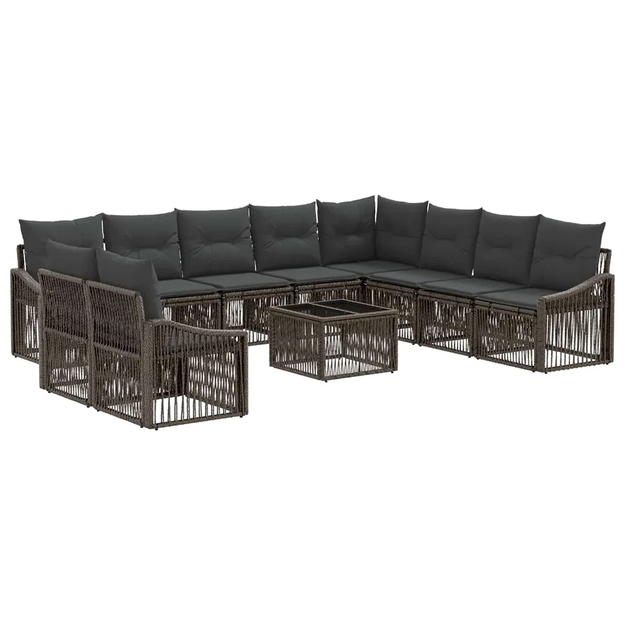 Ensemble de canapé de jardin 11 pcs Gris polyrotin - 2