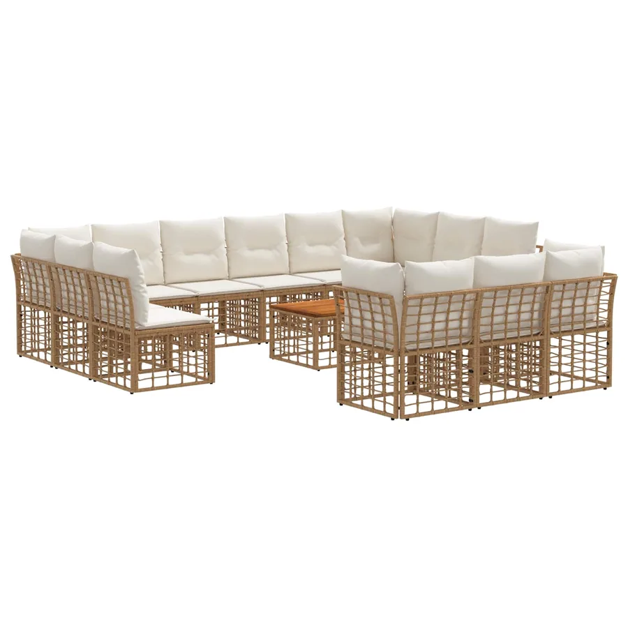 Ensemble de canapés d'extérieur 14 pcs Blanc Naturel et Crème - 2