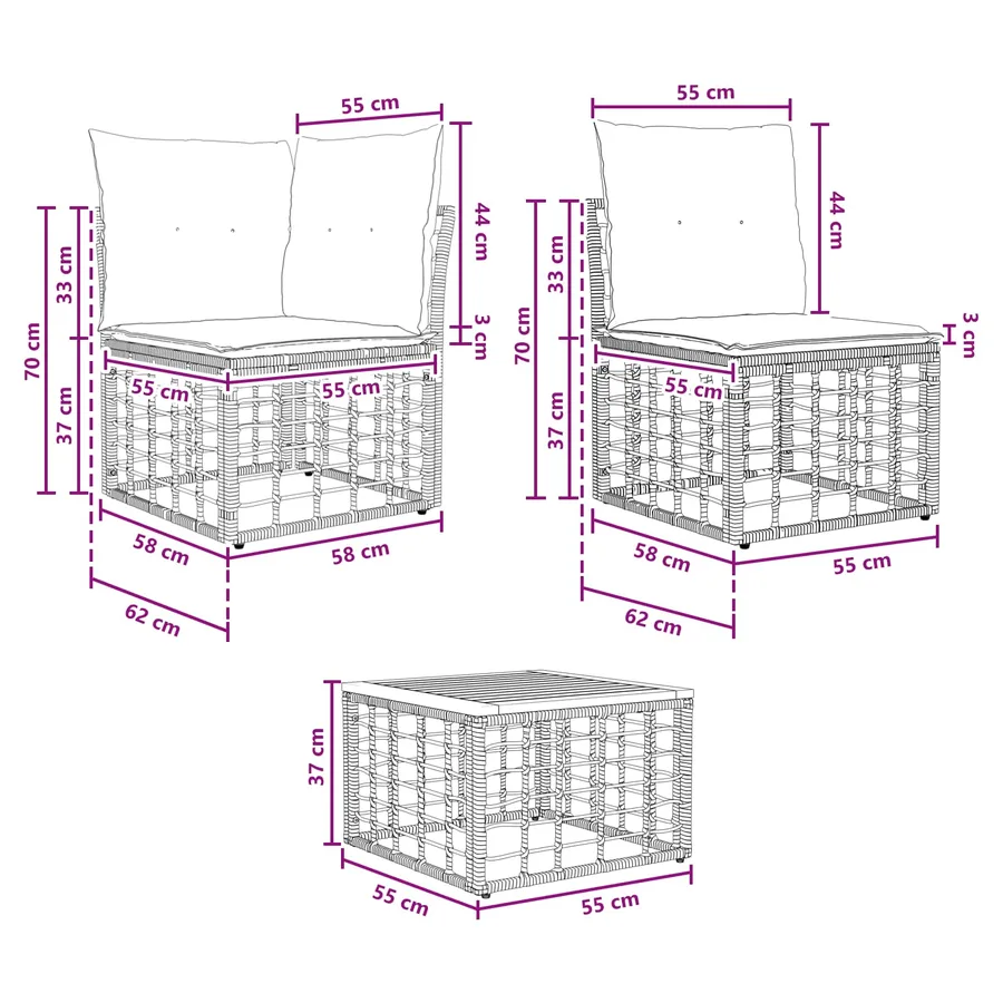 Ensemble de canapés d'extérieur 14 pcs Blanc Naturel et Crème - 8