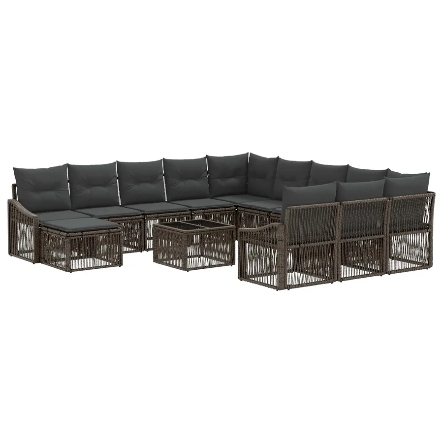 Ensemble de canapé de jardin 13 pcs Gris polyrotin - 2