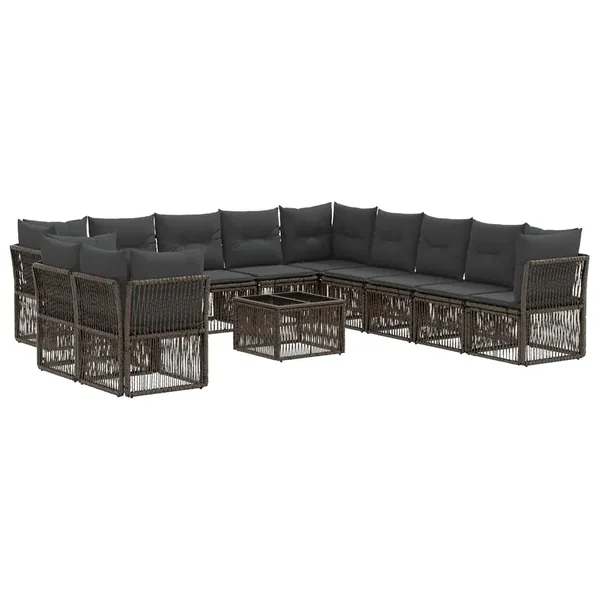 Ensemble de canapé de jardin 12 pcs Gris polyrotin