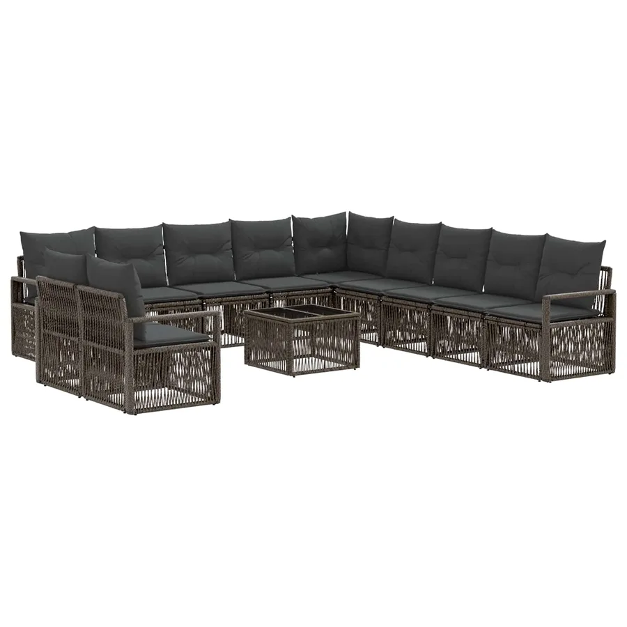 Ensemble de canapé de jardin 12 pcs Gris polyrotin - 2