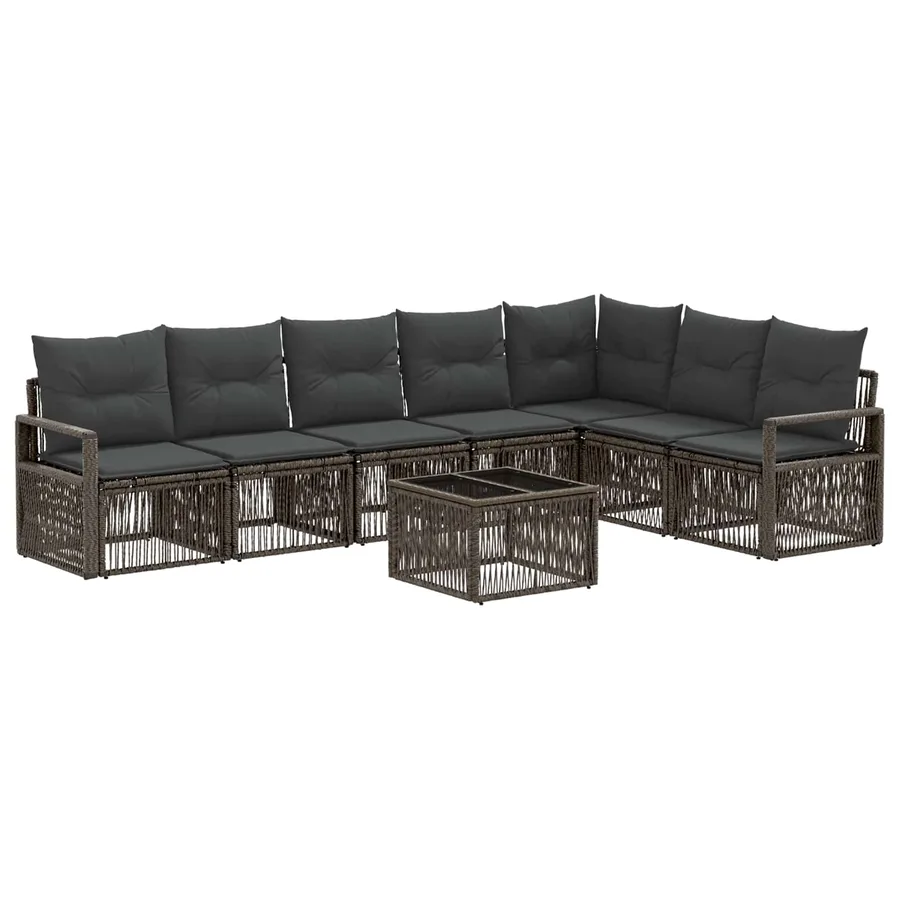 Ensemble de canapé de jardin 8 pcs Gris polyrotin - 2