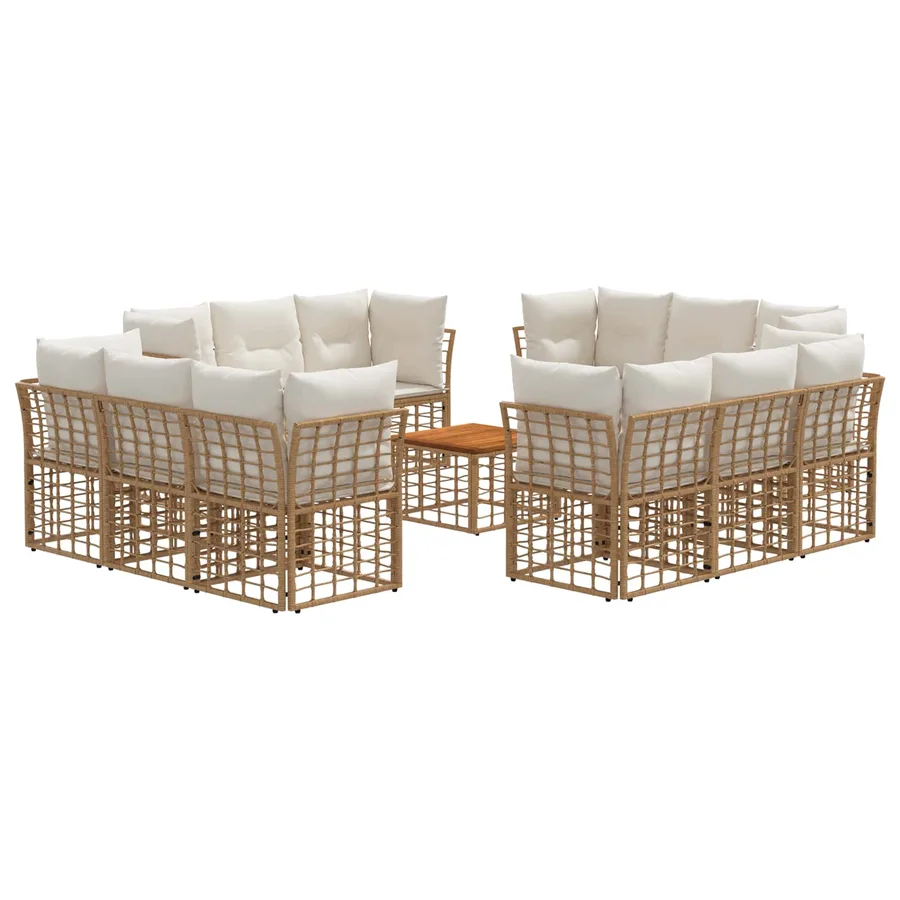Ensemble de canapés d'extérieur 13 pcs Blanc Naturel et Crème - 2
