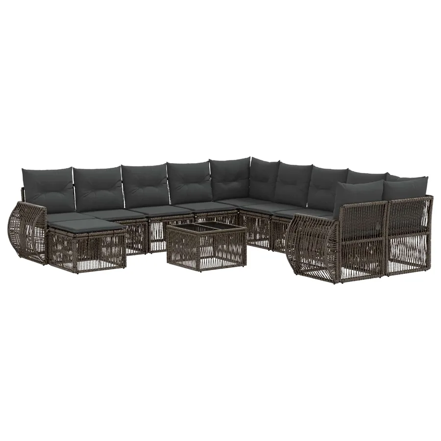 Ensemble de canapé de jardin 12 pcs Gris polyrotin - 2