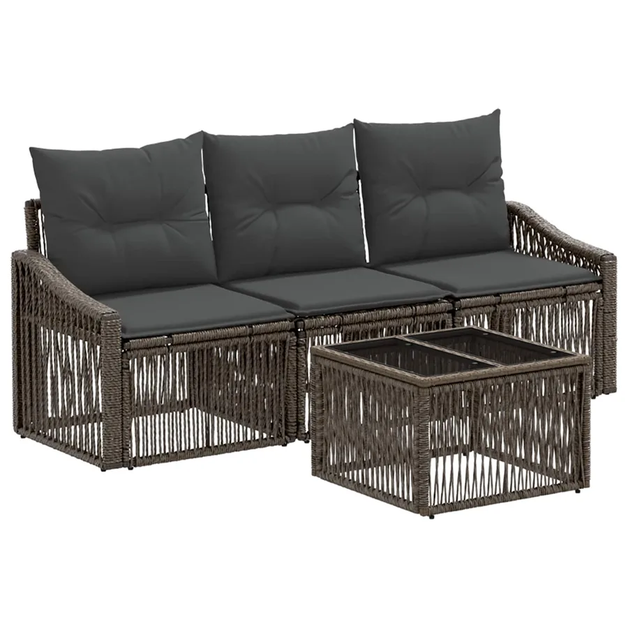 Ensemble de canapé de jardin 4 pcs Gris polyrotin - 2