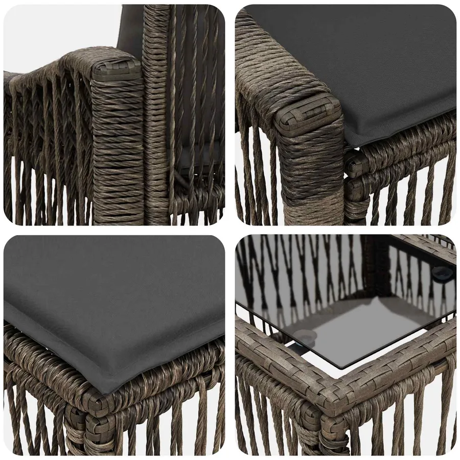 Ensemble de canapé de jardin 4 pcs Gris polyrotin - 7