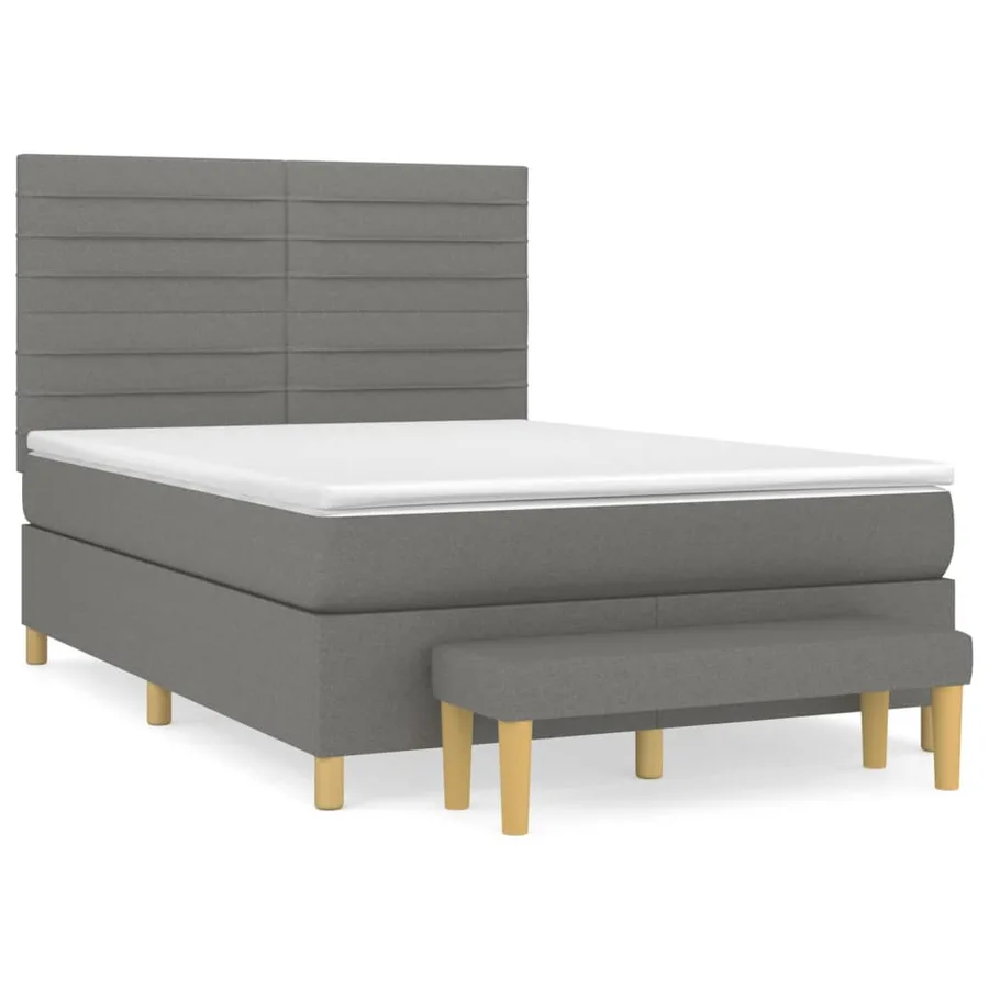 Sommier à lattes de lit avec matelas Gris foncé 140x190cm Tissu - 2