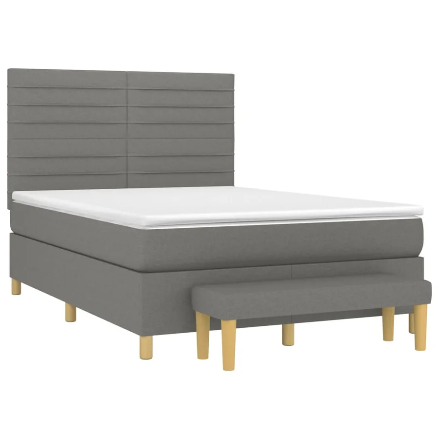 Sommier à lattes de lit avec matelas Gris foncé 140x190cm Tissu - 3