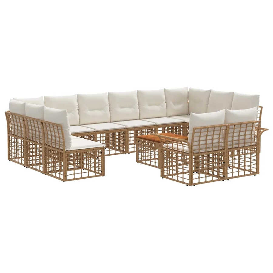 Ensemble de canapés d'extérieur 13 pcs Blanc Naturel et Crème - 2