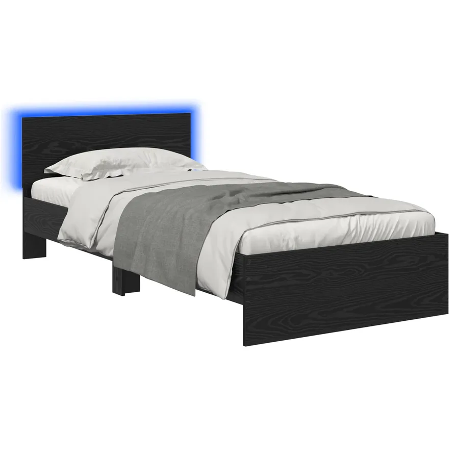 Cadre de lit avec LED Chêne noir 80 x 200 cm Bois d'ingénierie - 2