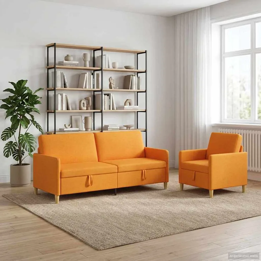 Canapé avec rangement 2 pcs Jaune foncé Polyester - 3