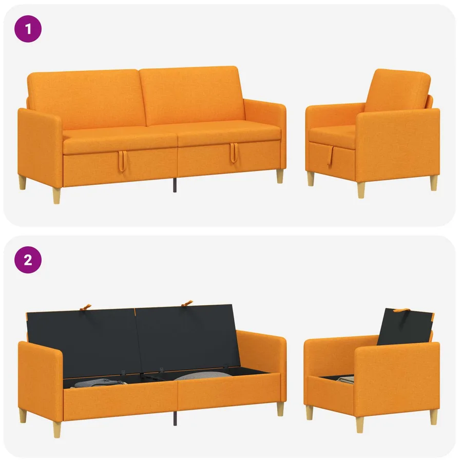 Canapé avec rangement 2 pcs Jaune foncé Polyester - 4