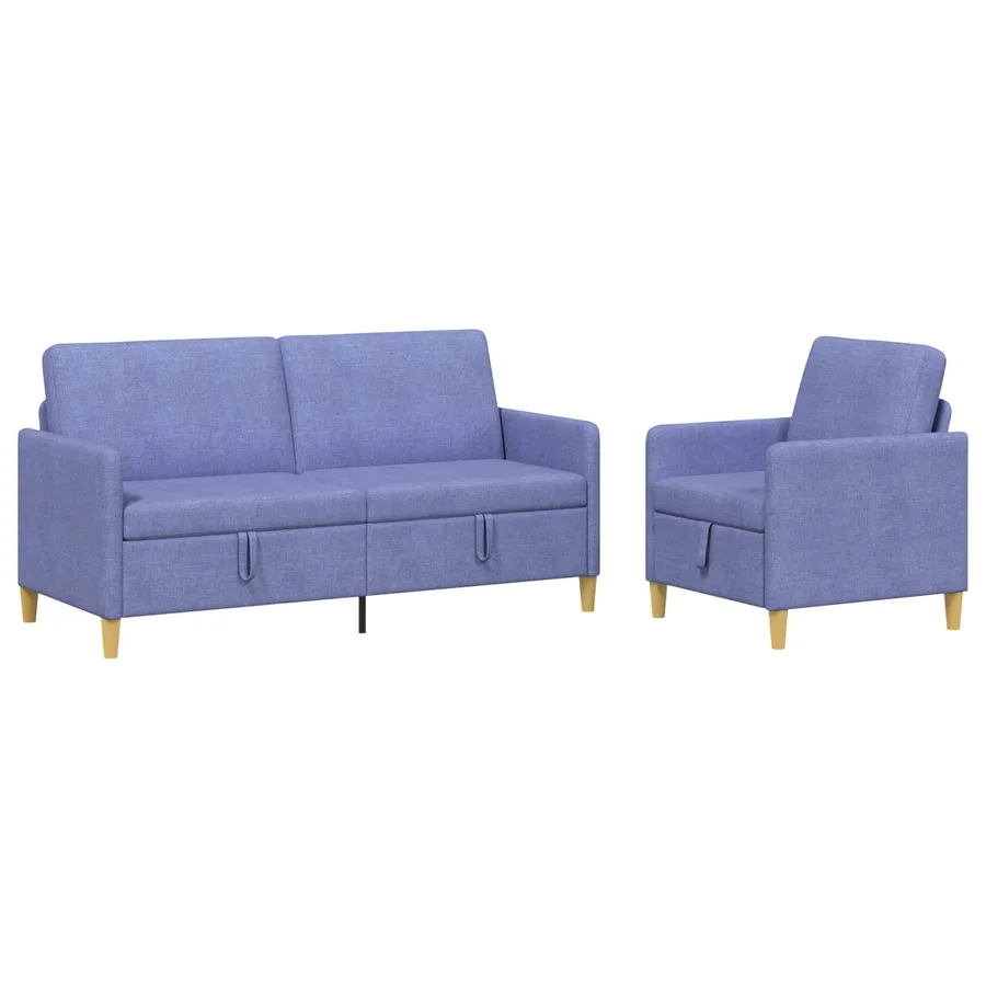 Canapé avec rangement 2 pcs Bleu denim Polyester - 2