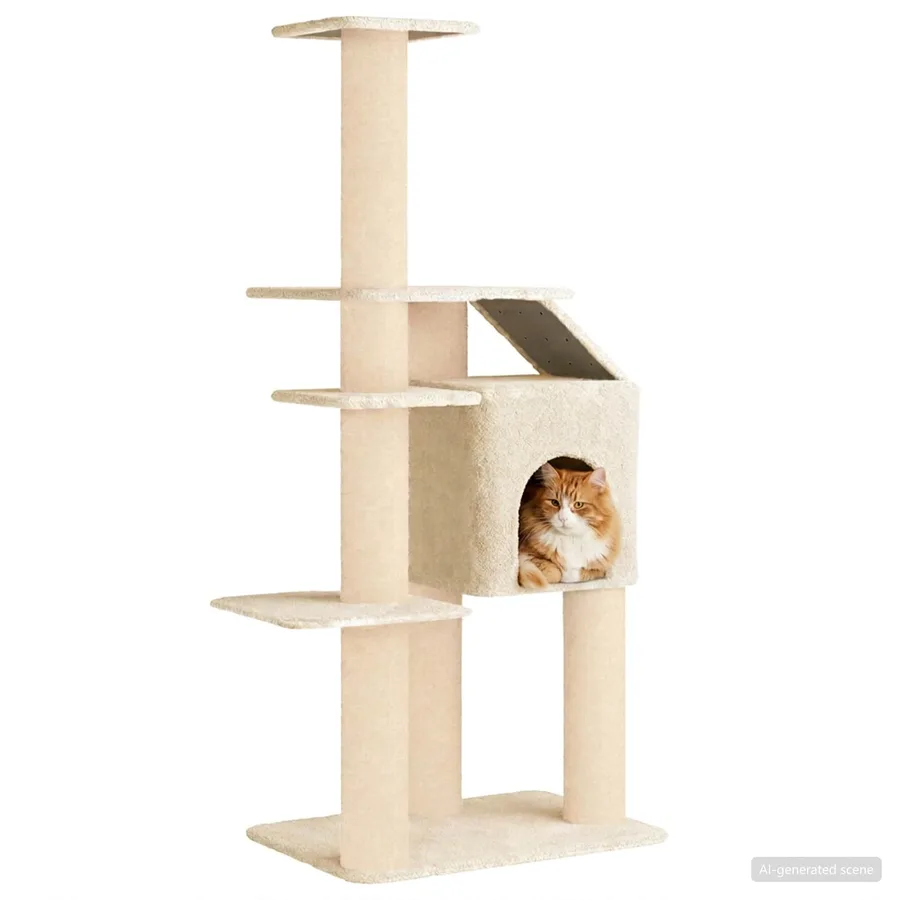 Arbre à chat avec poteaux à griffer en sisal Crème 183 cm - 3