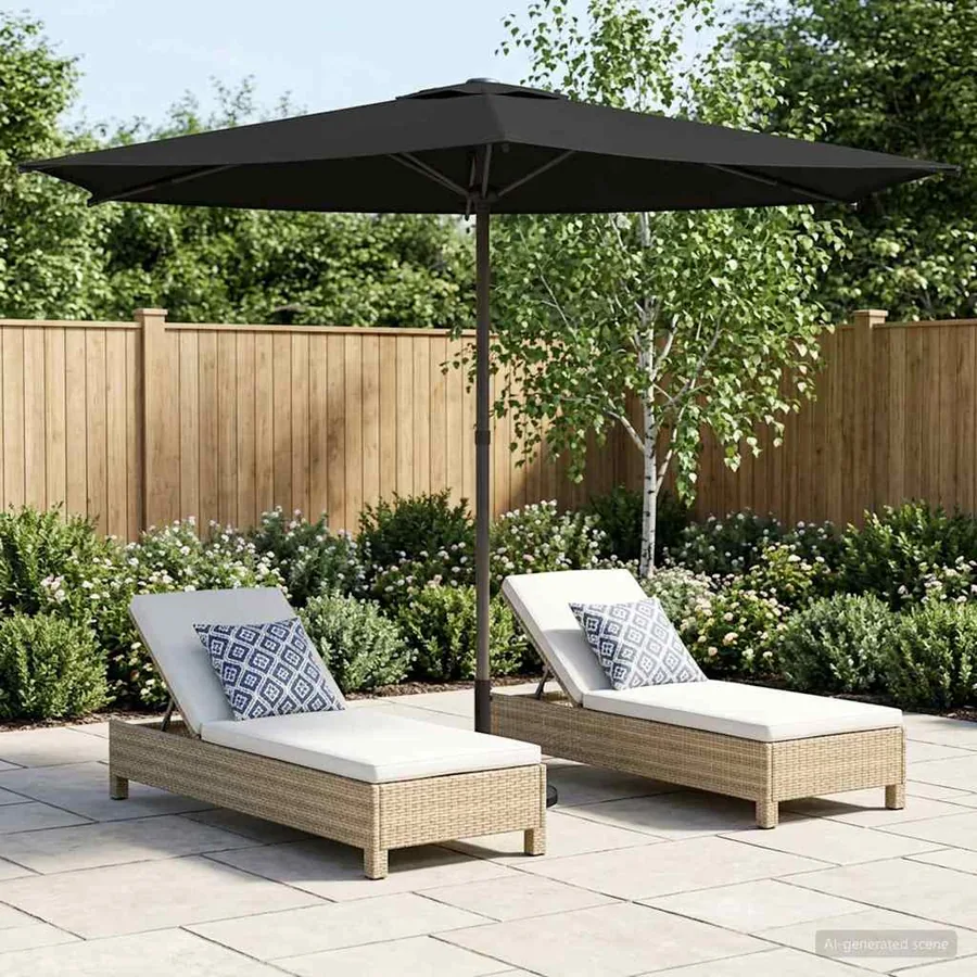 Parasol de jardin 270 x 270 cm Polyester Rectangulaire Noir
