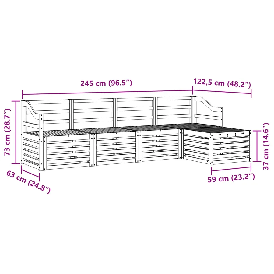 Ensemble de canapés d'extérieur 5 pcs Blanc - 7