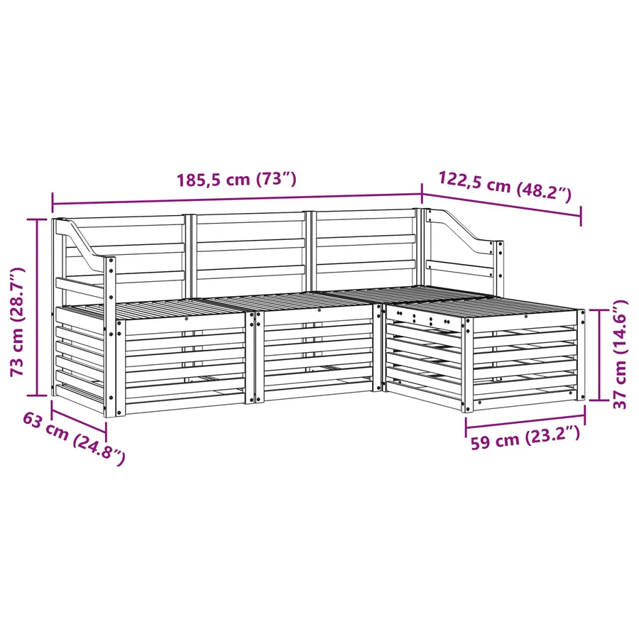 Ensemble de canapés d'extérieur 4 pcs Blanc - 7