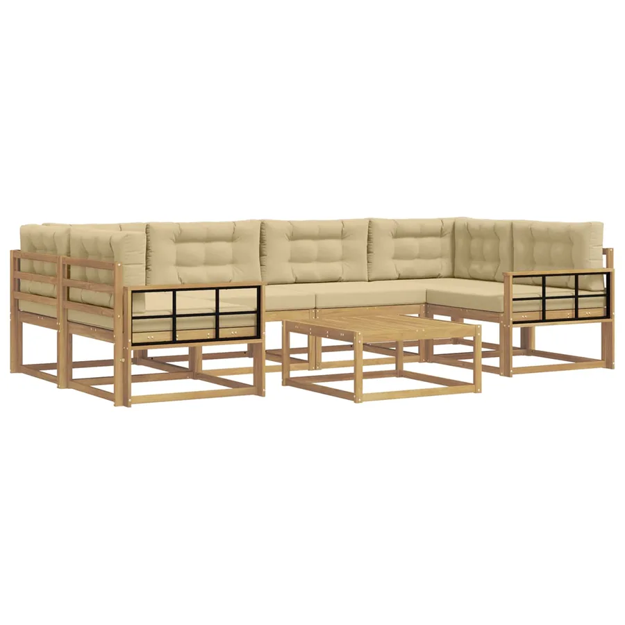 Ensemble de canapés d'extérieur 5 pcs Blanc et Beige - 2