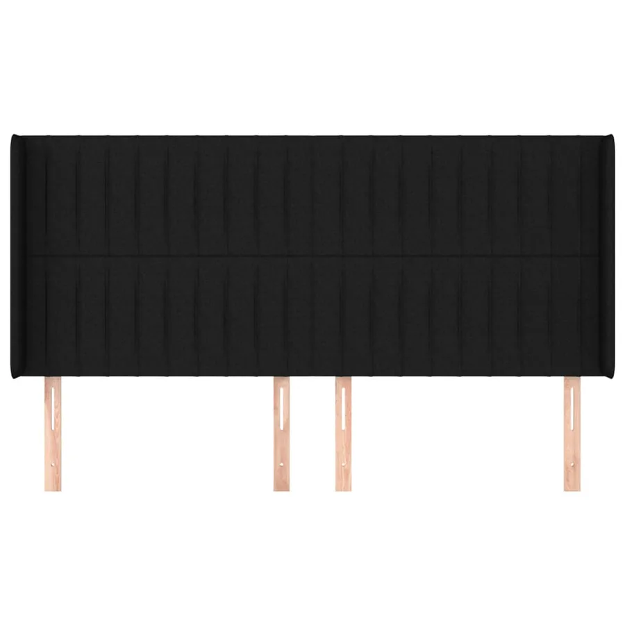 Tête de lit avec oreilles Noir 183x16x118/128 cm Tissu - 3