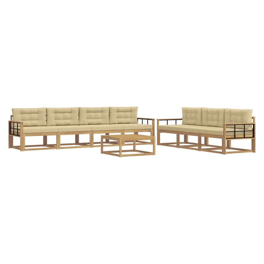 Ensemble de canapés d'extérieur 7 pcs Blanc et Beige - 2