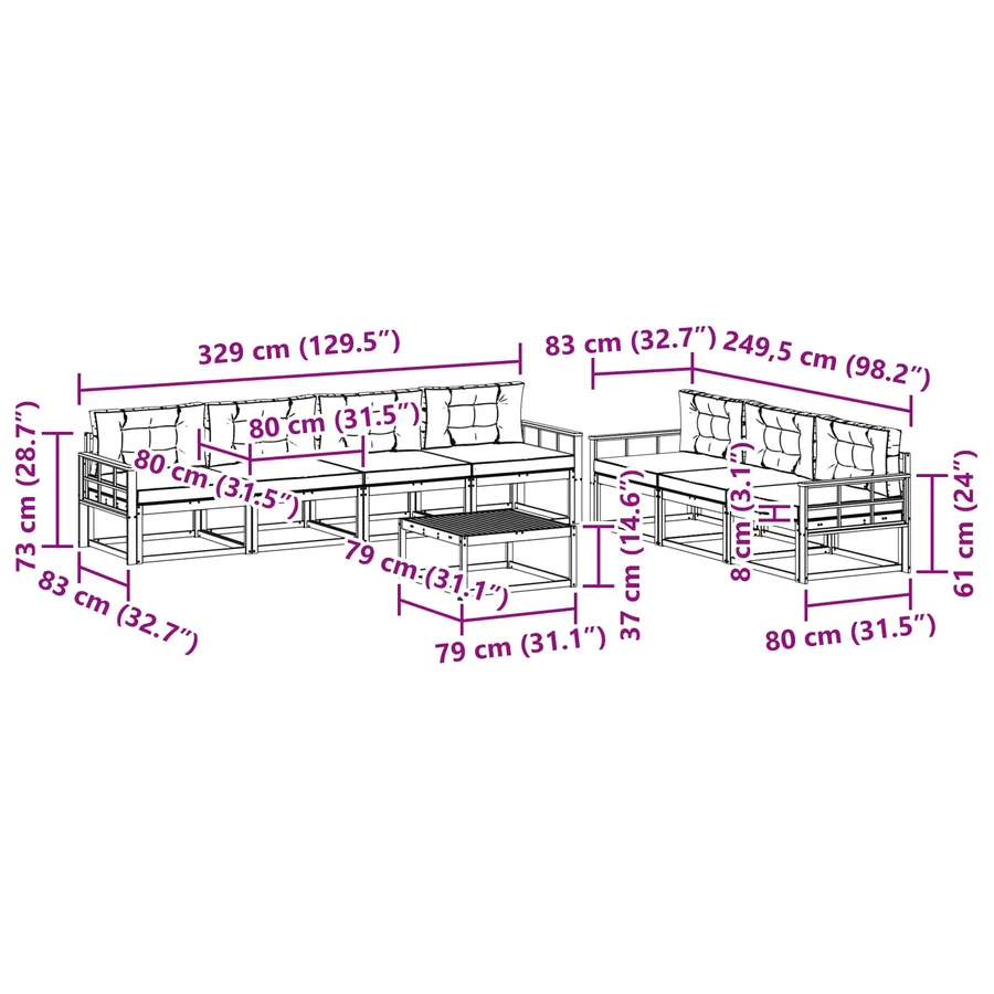 Ensemble de canapés d'extérieur 7 pcs Blanc et Beige - 7