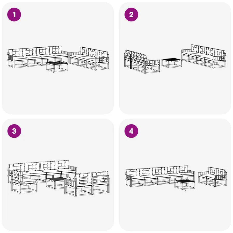 Ensemble de canapés d'extérieur 7 pcs Blanc et anthracite - 6