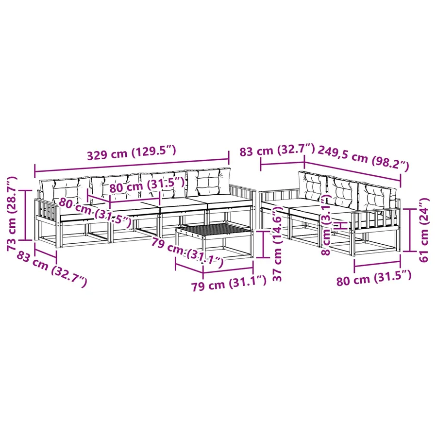 Ensemble de canapés d'extérieur 7 pcs Blanc et anthracite - 7