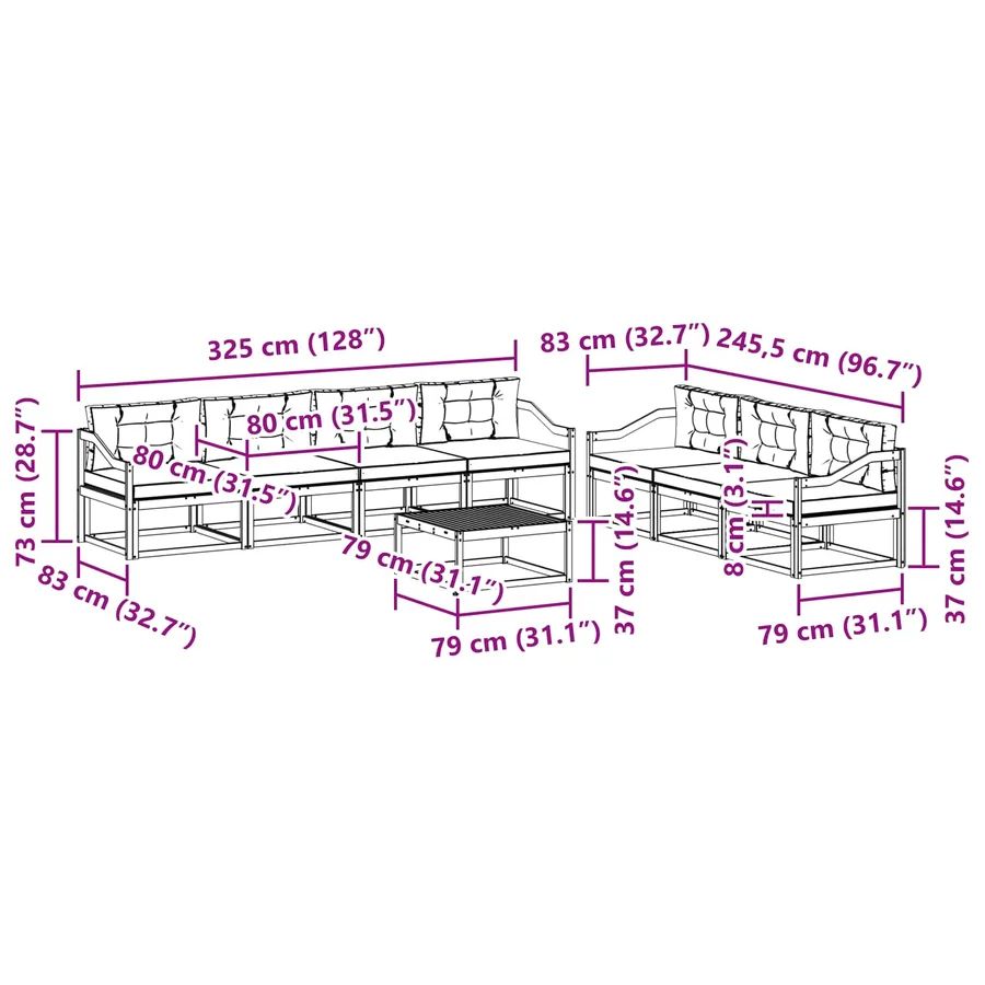 Ensemble de canapés d'extérieur 7 pcs Blanc et gris clair - 7
