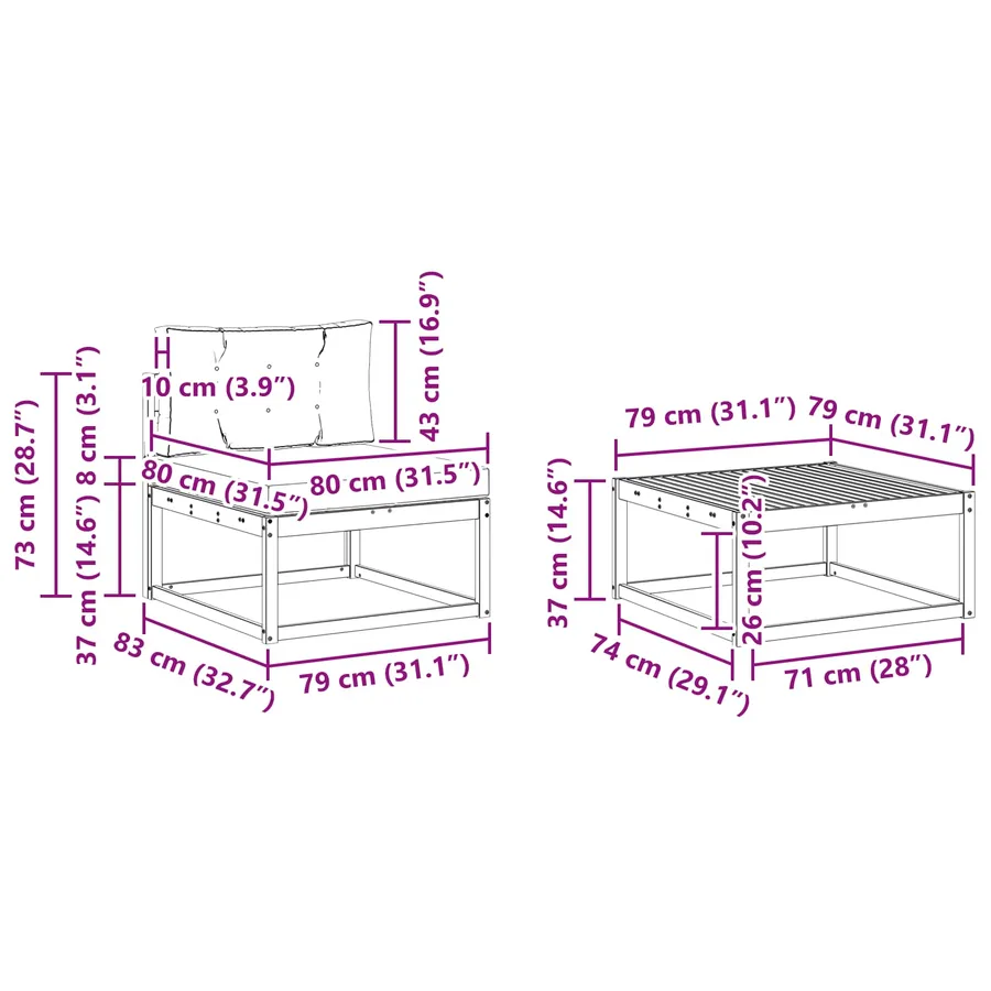 Ensemble de canapés d'extérieur 7 pcs Blanc et gris clair - 8