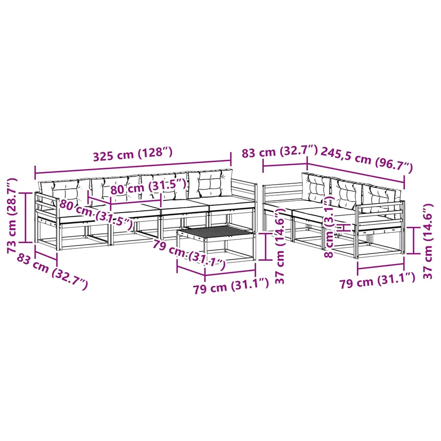 Ensemble de canapés d'extérieur 7 pcs Blanc et crème - 7