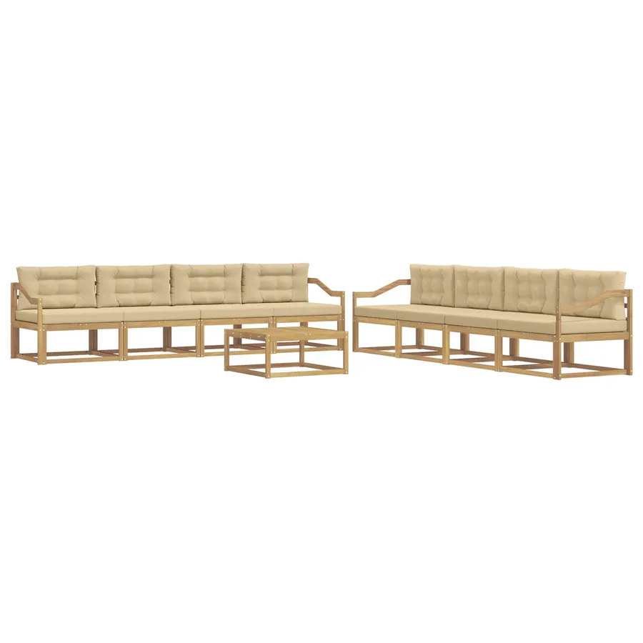Ensemble de canapés d'extérieur 9 pcs Blanc et Beige - 2