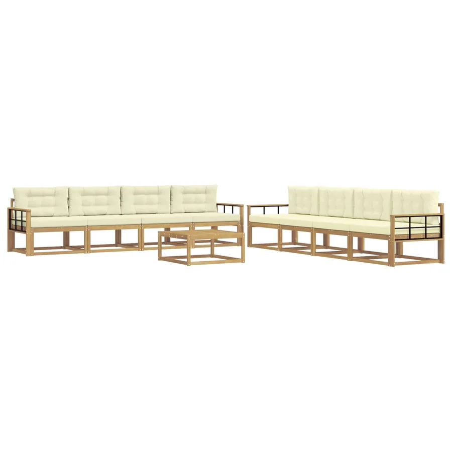 Ensemble de canapés d'extérieur 9 pcs Blanc et crème - 2