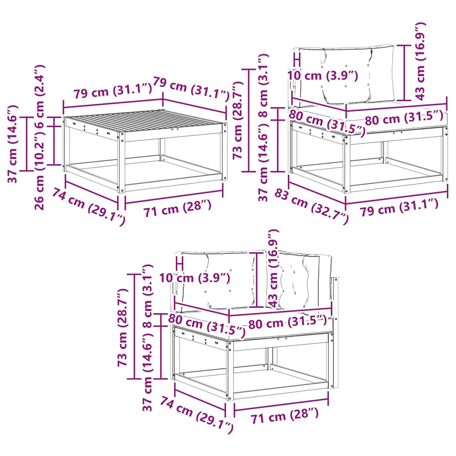 Ensemble de canapés d'extérieur 6 pcs Blanc et anthracite - 8