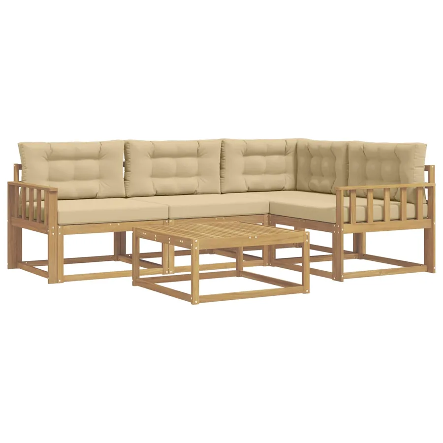 Ensemble de canapés d'extérieur 5 pcs Blanc et Beige - 2