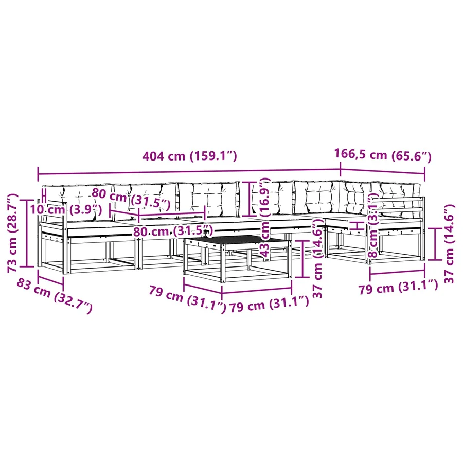 Ensemble de canapés d'extérieur 7 pcs Blanc et gris clair - 8