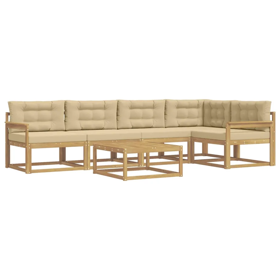 Ensemble de canapés d'extérieur 6 pcs Blanc et Beige - 2
