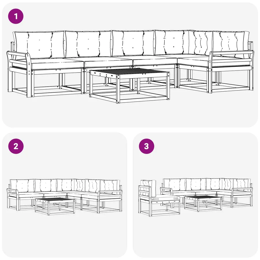 Ensemble de canapés d'extérieur 6 pcs Blanc et crème - 7