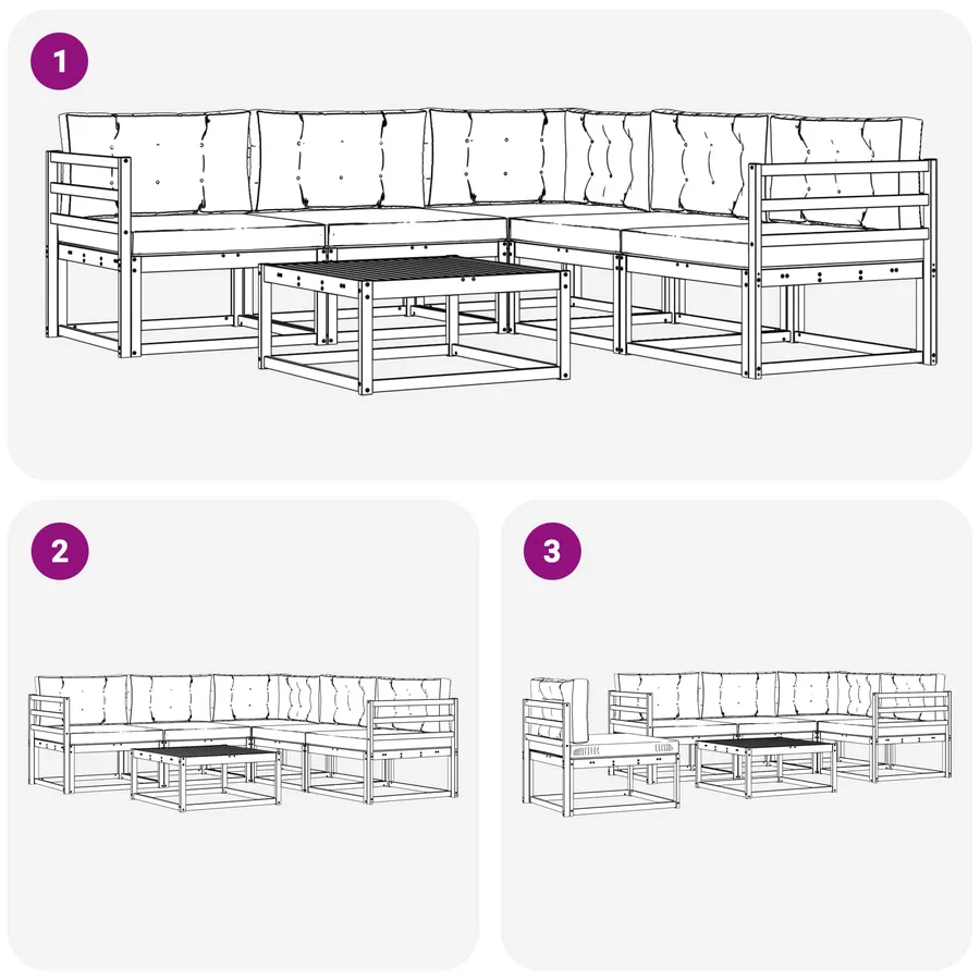 Ensemble de canapés d'extérieur 6 pcs Blanc et crème - 7