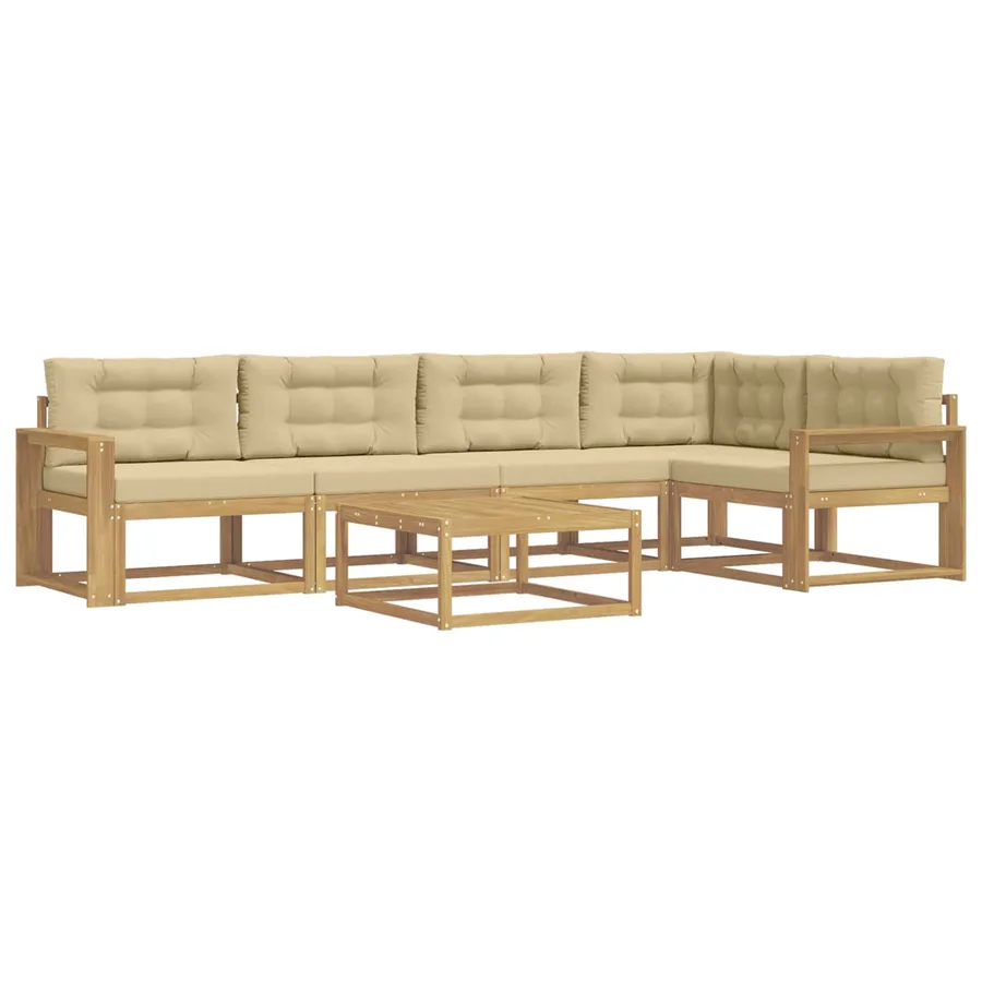 Ensemble de canapés d'extérieur 6 pcs Blanc et Beige - 2