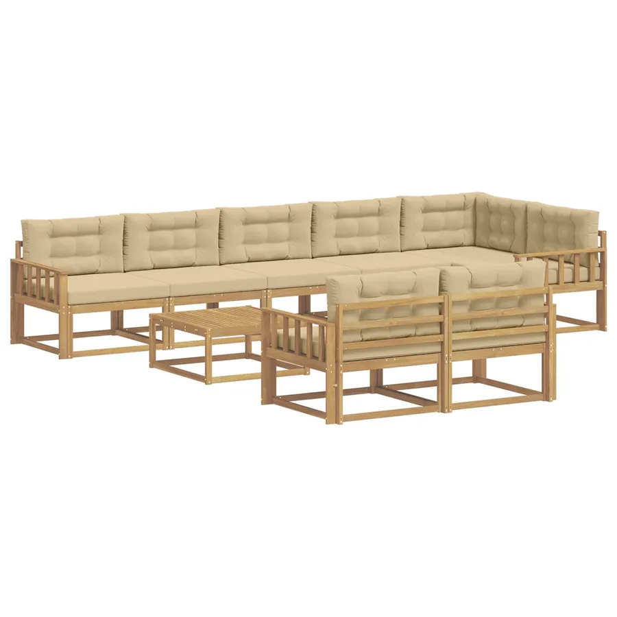 Ensemble de canapés d'extérieur 9 pcs Blanc et Beige - 2