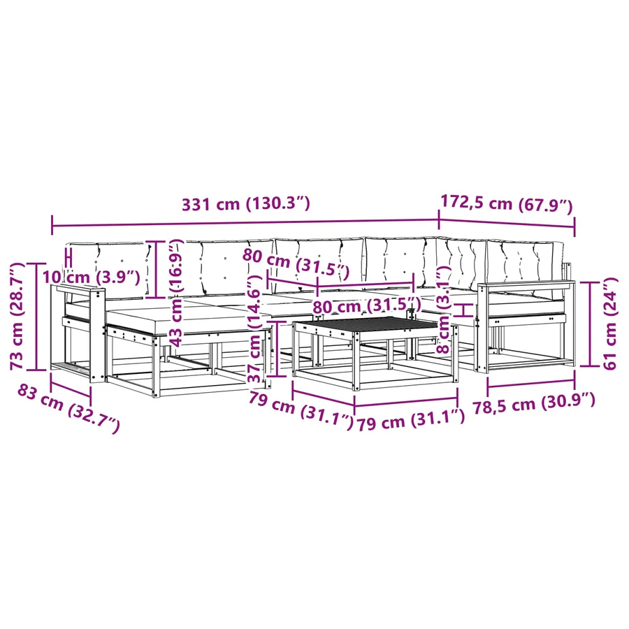 Ensemble de canapés d'extérieur 7 pcs Blanc et crème - 8
