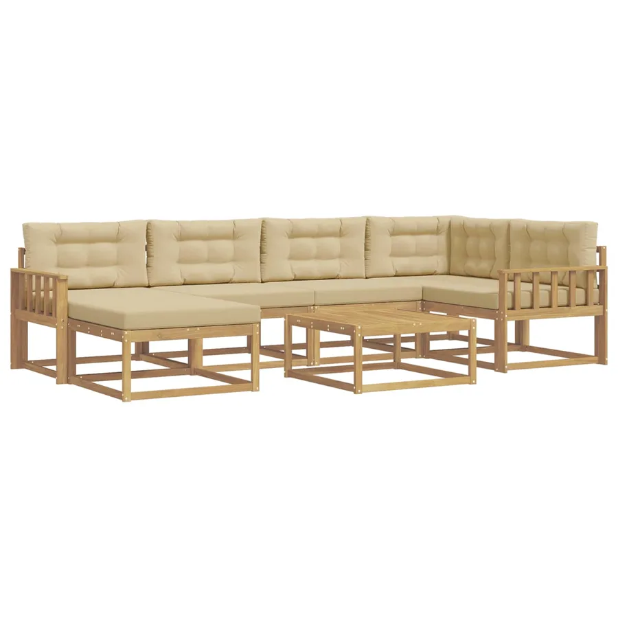 Ensemble de canapés d'extérieur 7 pcs Blanc et Beige - 2
