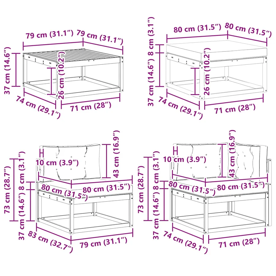 Ensemble de canapés d'extérieur 8 pcs Blanc et Beige - 10