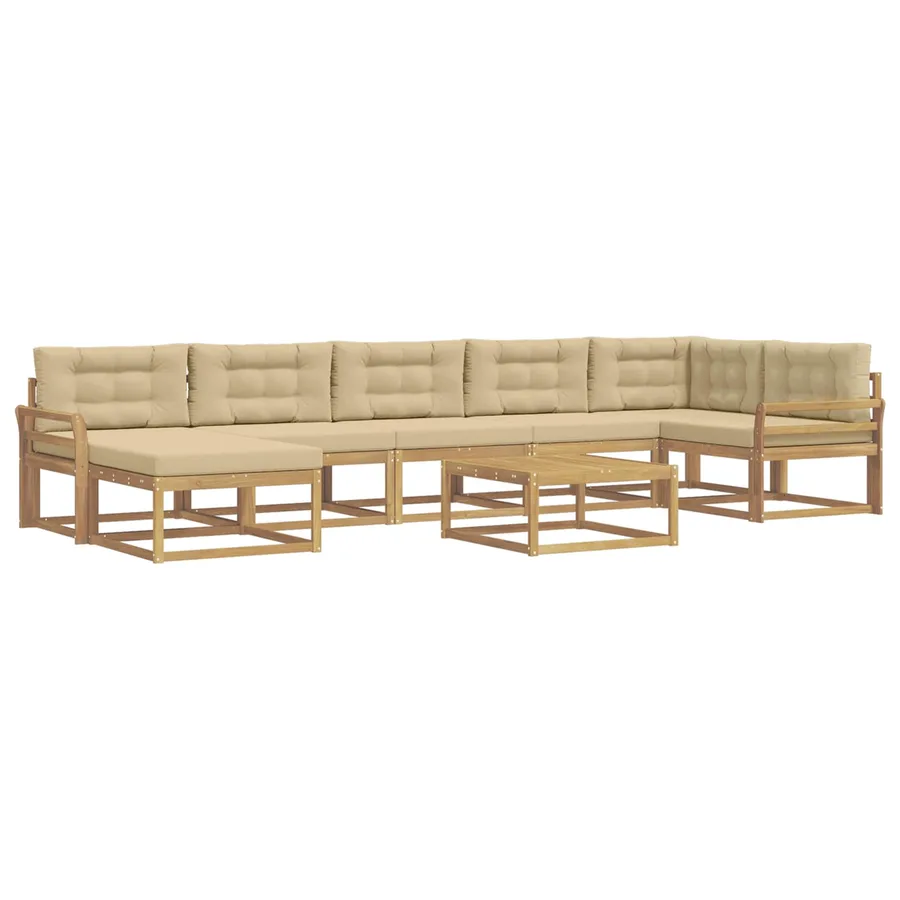 Ensemble de canapés d'extérieur 8 pcs Blanc et Beige - 2