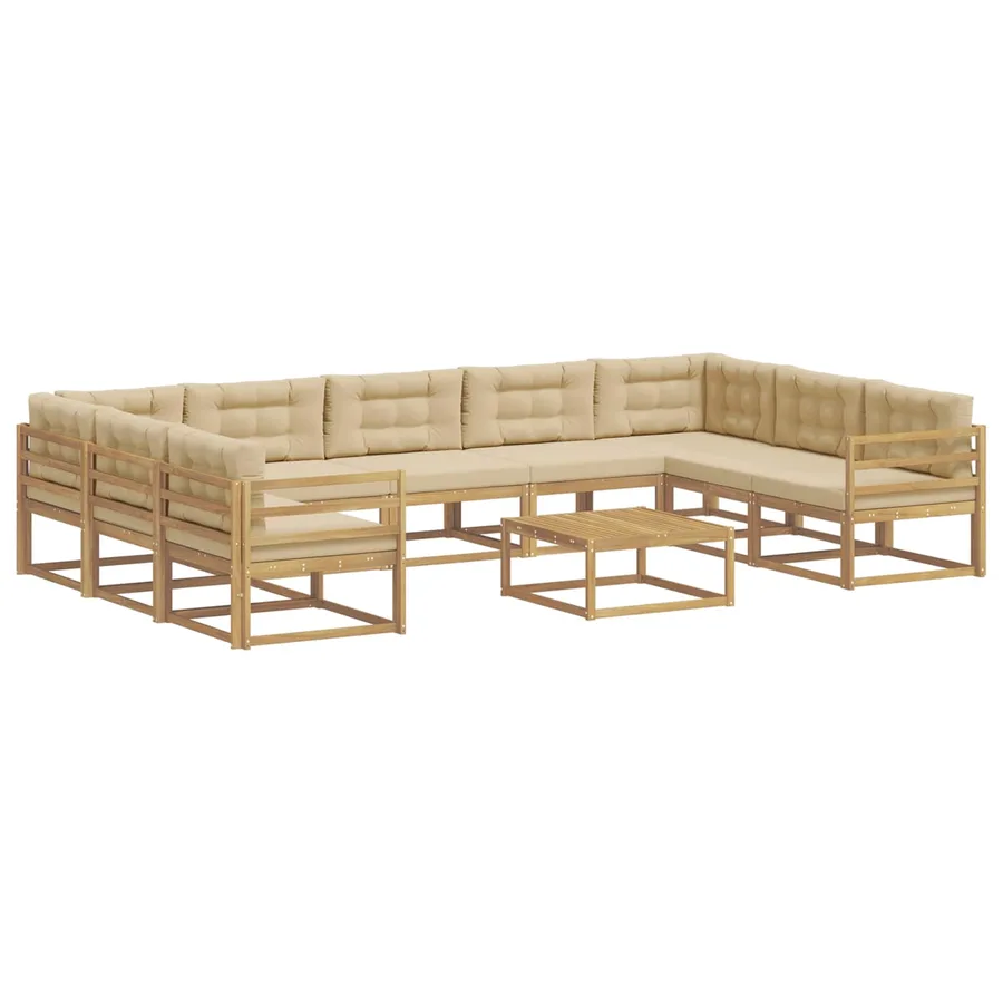 Ensemble de canapés d'extérieur 10 pcs Blanc et Beige - 2