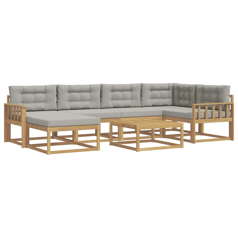 Ensemble de canapés d'extérieur 7 pcs Blanc et gris clair - 2